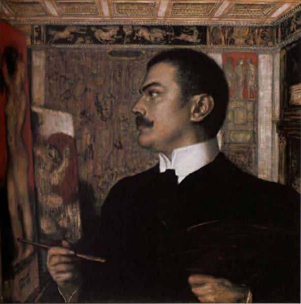 Franz von Stuck Self-Portrait at the Easel China oil painting art